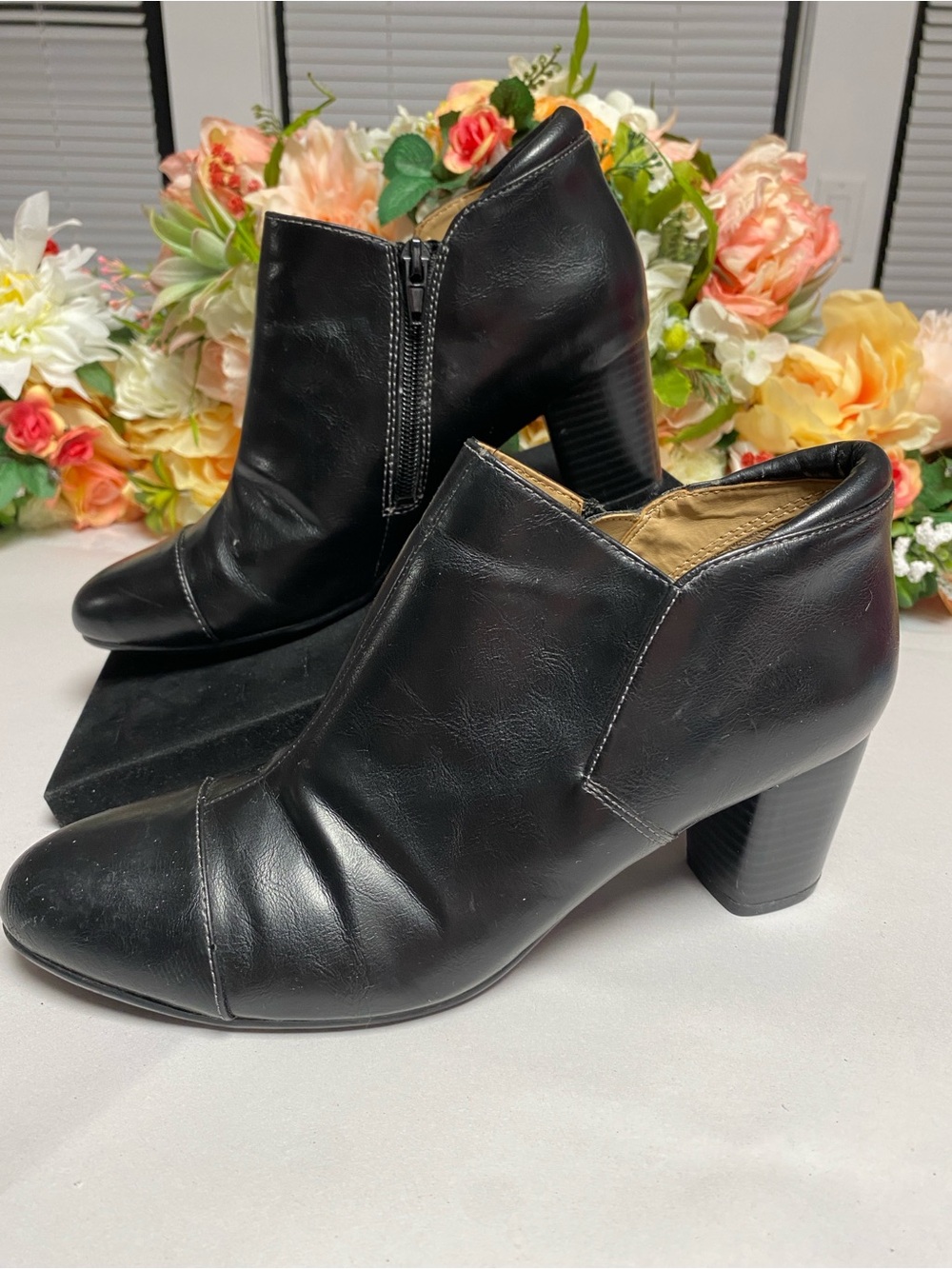 Naturalizer Neebo N5 Comfort Black Side Zip Block Heel Ankle Booties Women’s 8M